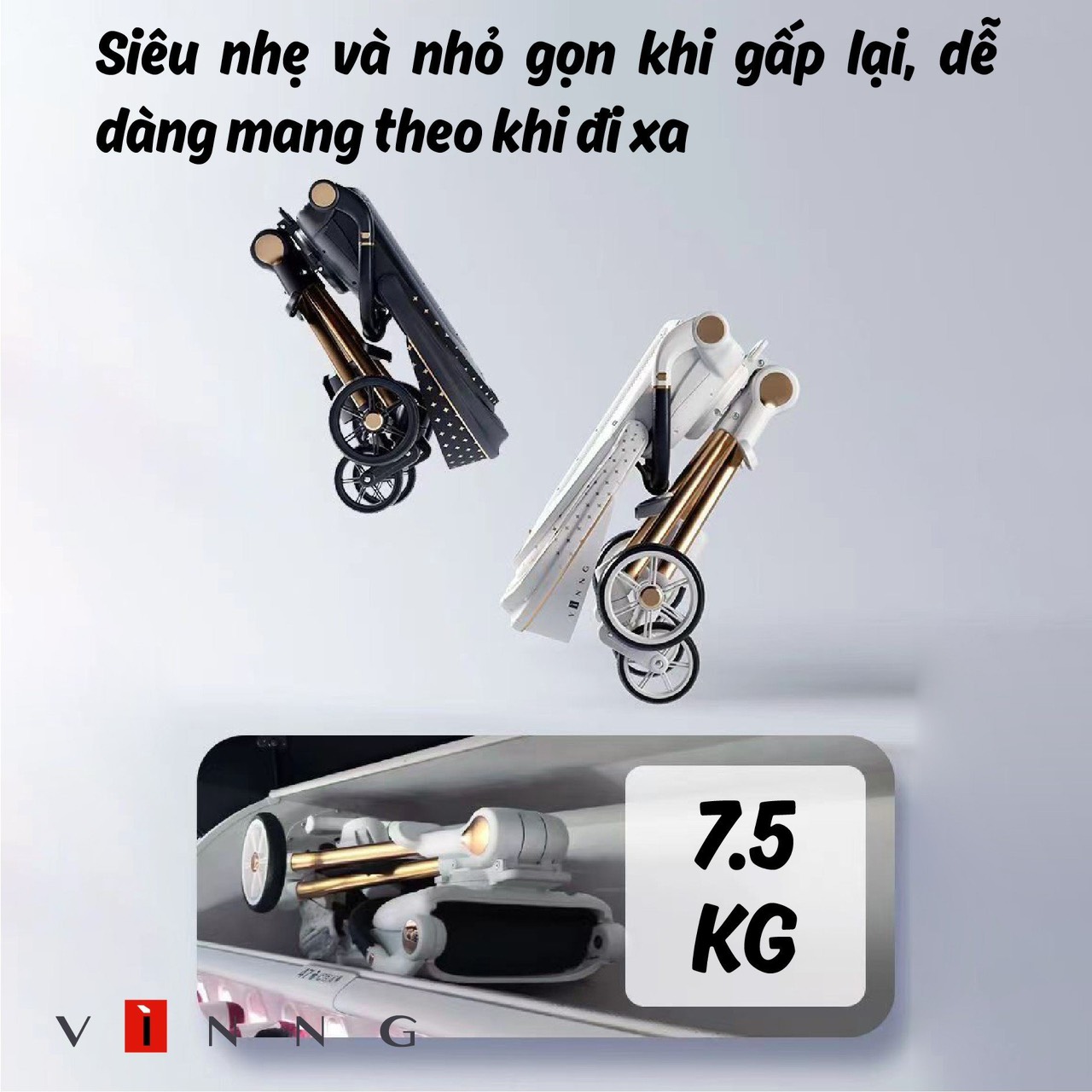 Xe đẩy du lịch gấp gọn đảo chiều Vinng Q7 cho bé