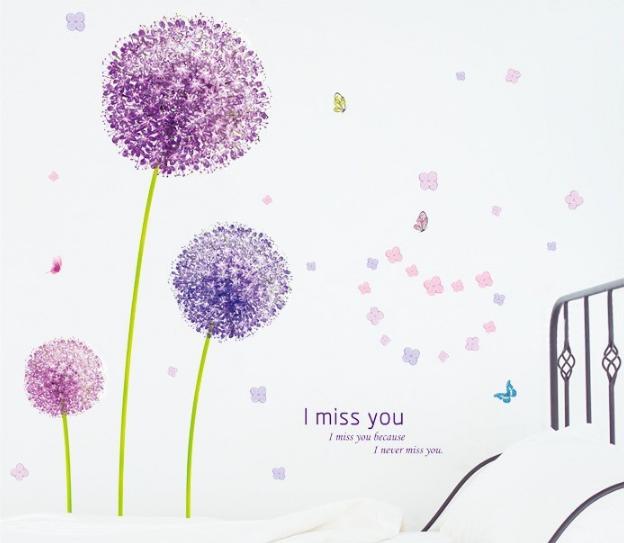 Decal trang trí Hoa Cẩm Tú Cầu Tím