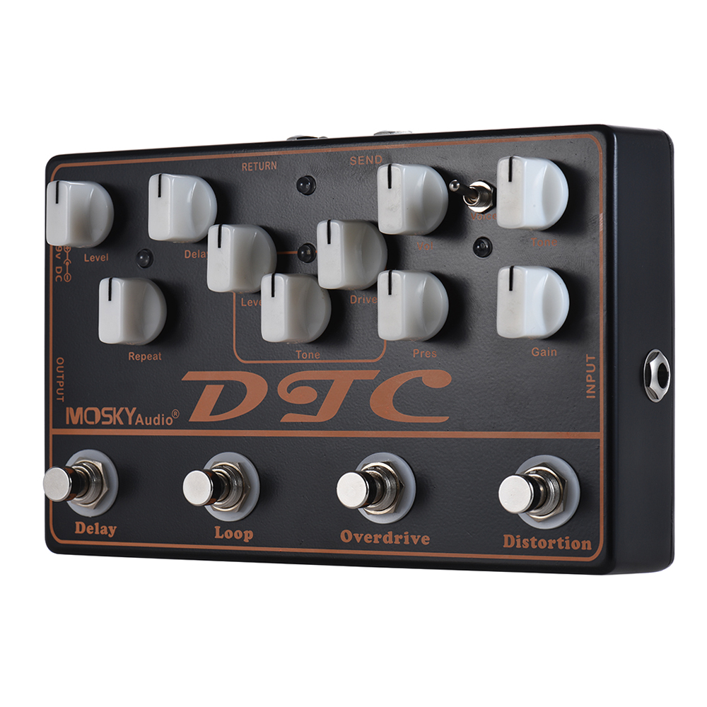 DTC 4-in-1 Electric Guitar Effects Pedal Distortion + Overdrive + Loop + Delay