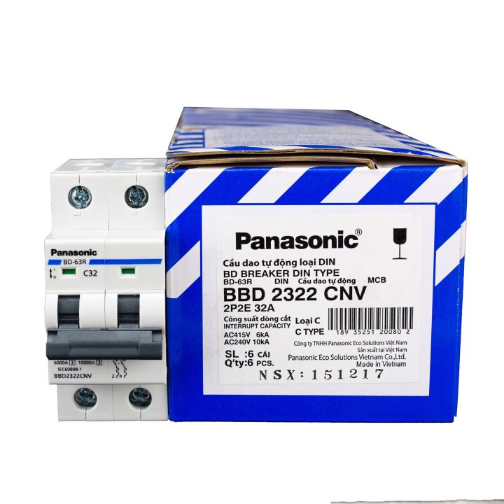Cầu dao tự động MCB 2P 6A đến 2P 63A 6kA Panasonic
