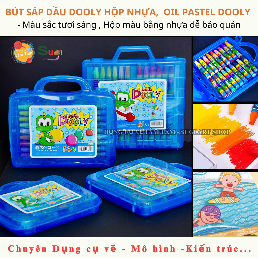 Bút Sáp dầu Dooly Dong A .  Hộp Nhựa xuất xứ Hàn Quốc chính hãng , Dooly Oil Pastel D.A P&T