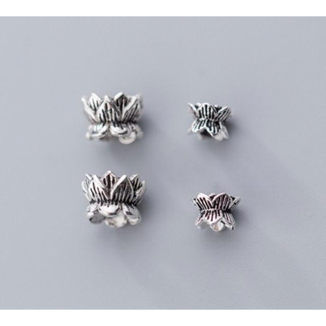 Charm bạc ốp đá hoa sen - mh328