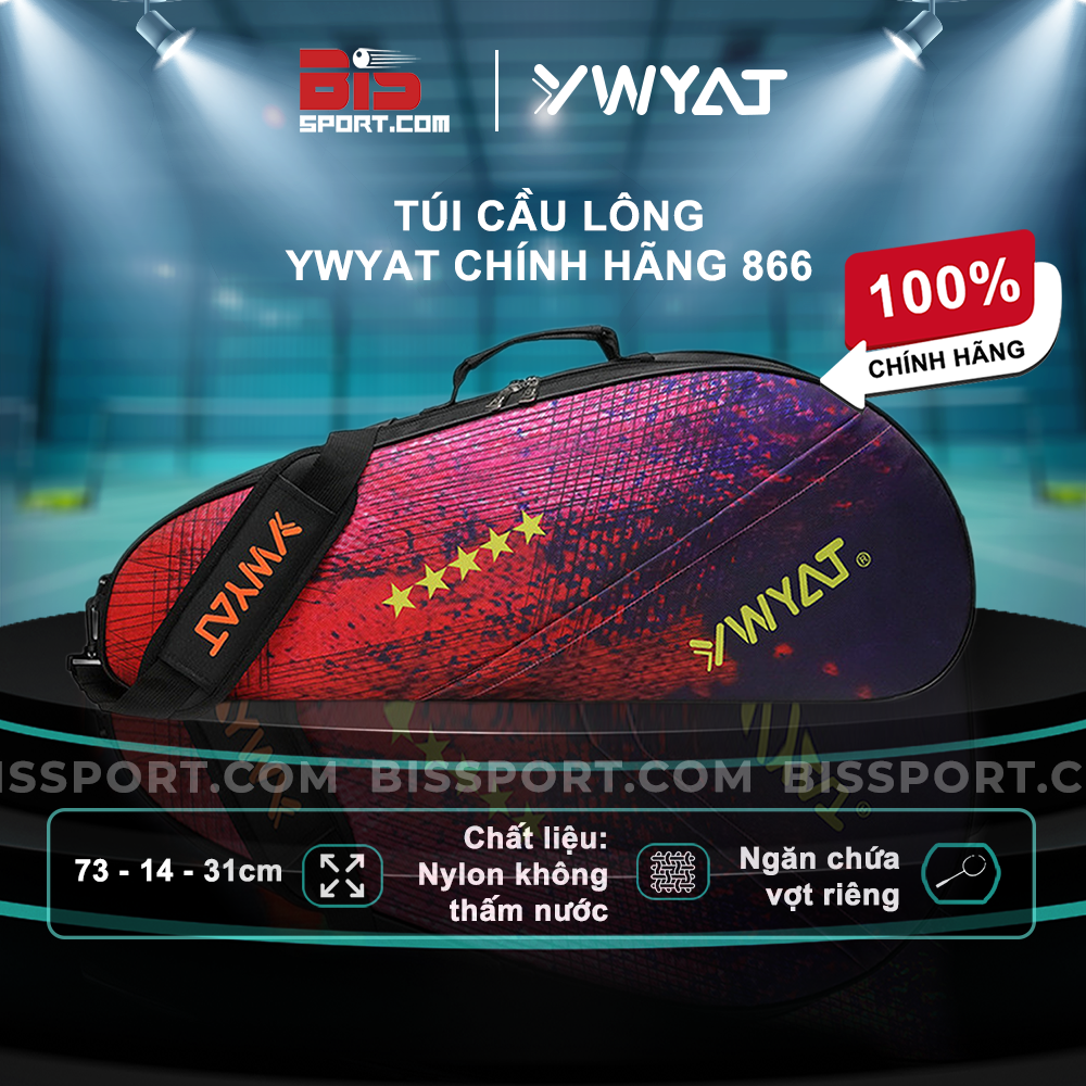 Túi cầu lông, tennis ywyat chính hãng c308 2 ngăn trắng đen - túi có 5 ngăn ,đựng 3-5 cây vợt - có ngăn giày riêng