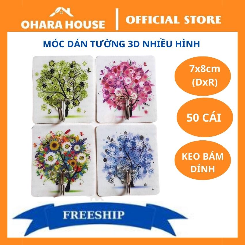 Combo 50 Móc Dán Tường Chịu Lực 3D Siêu Dính 7.6x8.6cm