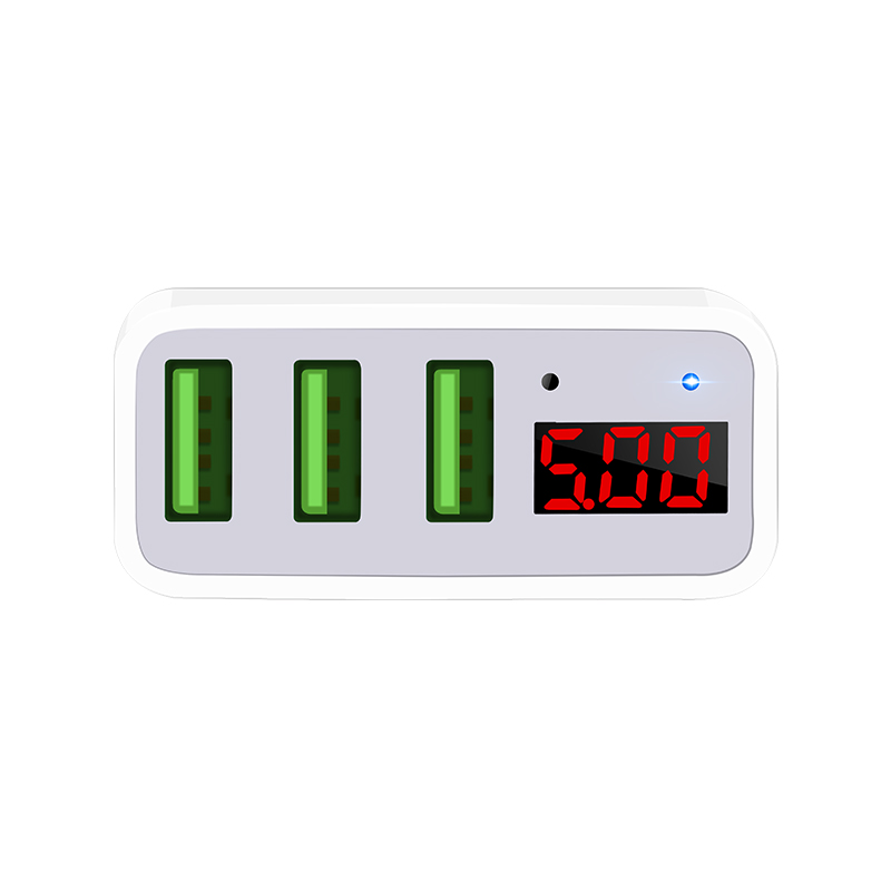Củ sạc 3.0A có 3 cổng sạc và đồng hồ báo dòng HOCO C15