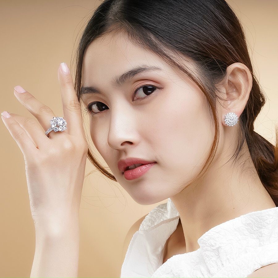 Bông tai dáng tròn hoa tuyết - ub2181 - dùng đi tiệc lộng lẫy - bền màu - không đen không ngứa