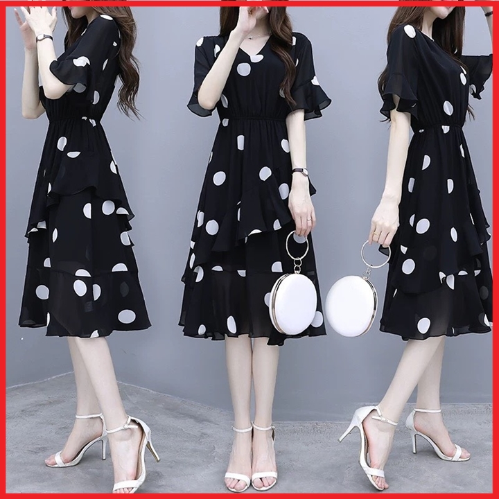 [HCM]ĐẦM CHẤM BI TẦNG NỮ TÍNH A5 ĐỦ SIZE SMLXLXXL