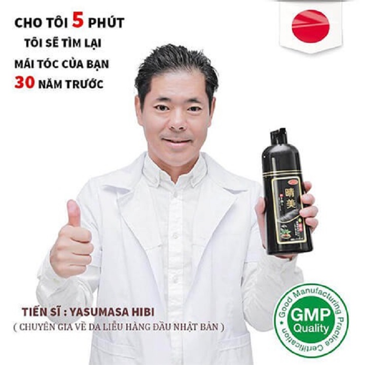Dầu Gội Nhuộm Phủ Bạc Đen Tóc Komi Nhật