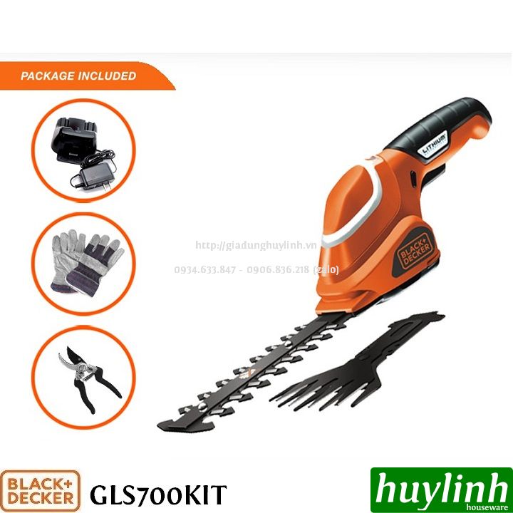[HCM]Máy tỉa lá cành cắt cỏ dùng pin Black & Decker GSL700KIT - Pin Lithium 7V