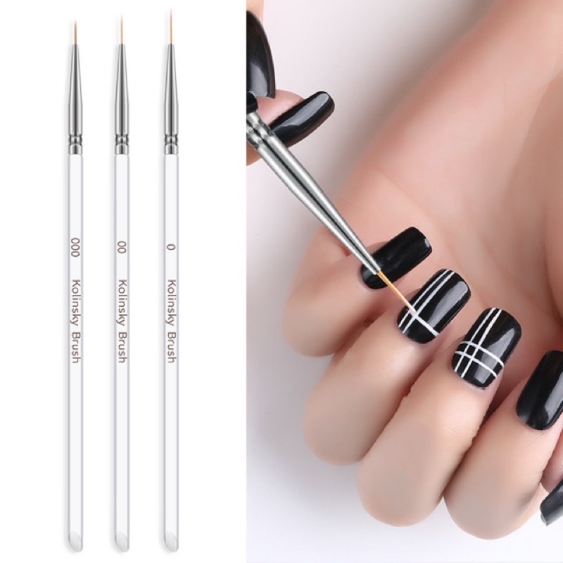 Cọ râu đủ size set 3 cây siêu mảnh vẽ móng
