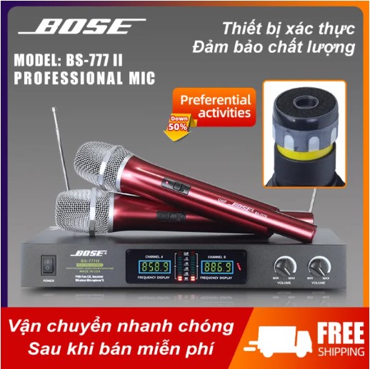 Micro Karaoke Gia Đình Micro Không Dây Bose BS777II Mic Hát Karaoke Âm Thanh Cực Chuẩn Hát Nhẹ Tụ To Chống Hú Micro Hát Karaoke Gia Đình