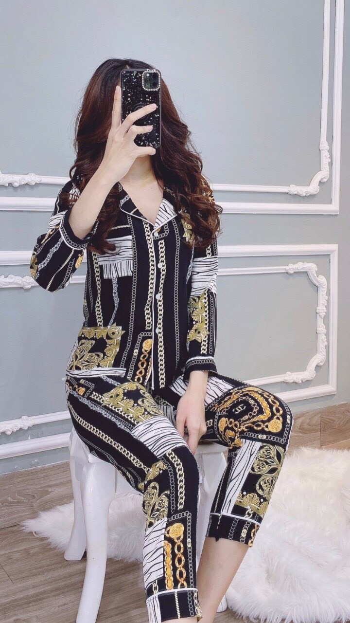 Set bộ pizama  -  vải phi lụa   - nhiều họa tiết / Có size XXL