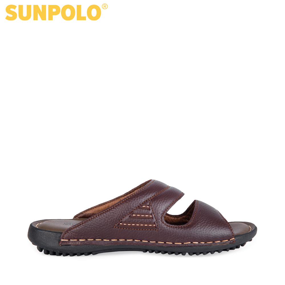 Dép nam da bò SUNPOLO DQN024 (Đen, Nâu)