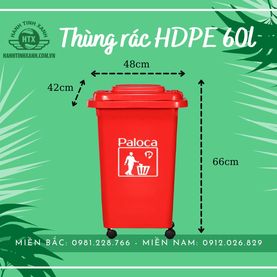 Thùng rác nhựa HDPE 60 lít