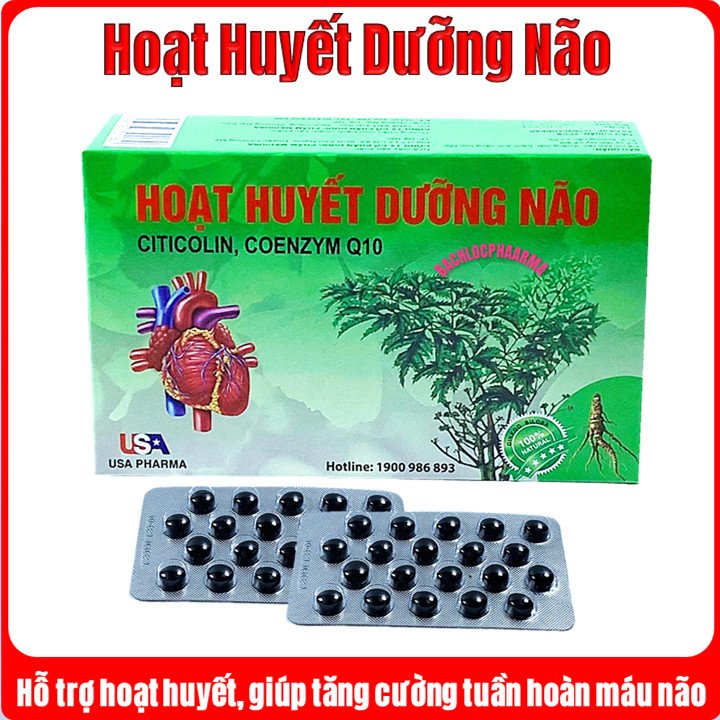 Hoạt Huyết Dưỡng Não, Coenzyme Q10 Usa,Giảm Đau Đầu, Hoa Mắt, Chóng Mặt, Mất Ngủ, Rối Loạn Tiền Đình Hộp 100 Viên - VNmart Online