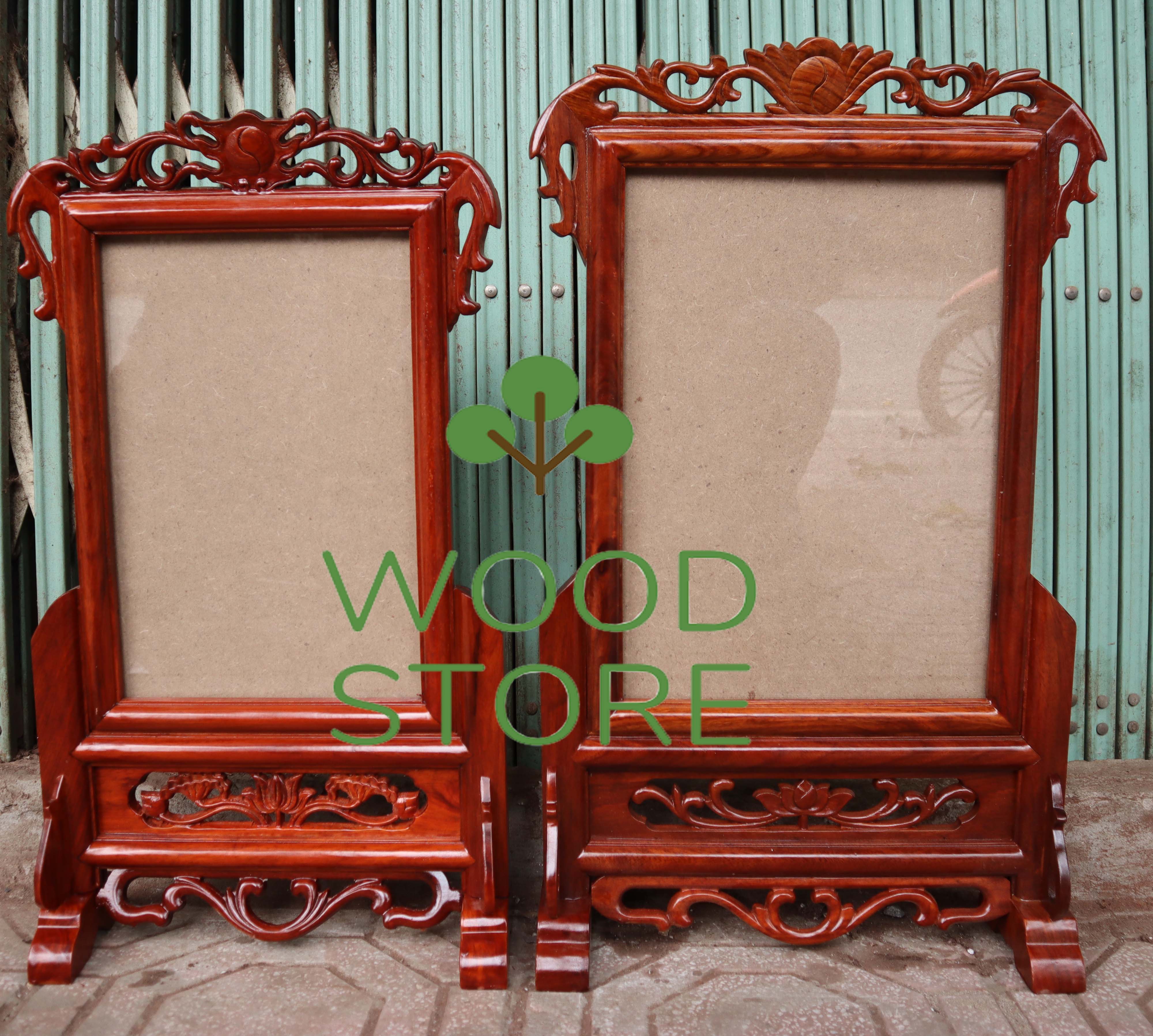 Khung ảnh thờ hoa lá tây,khung hình thờ 1 ảnh gia tiên gỗ hương 5 cỡ ảnh