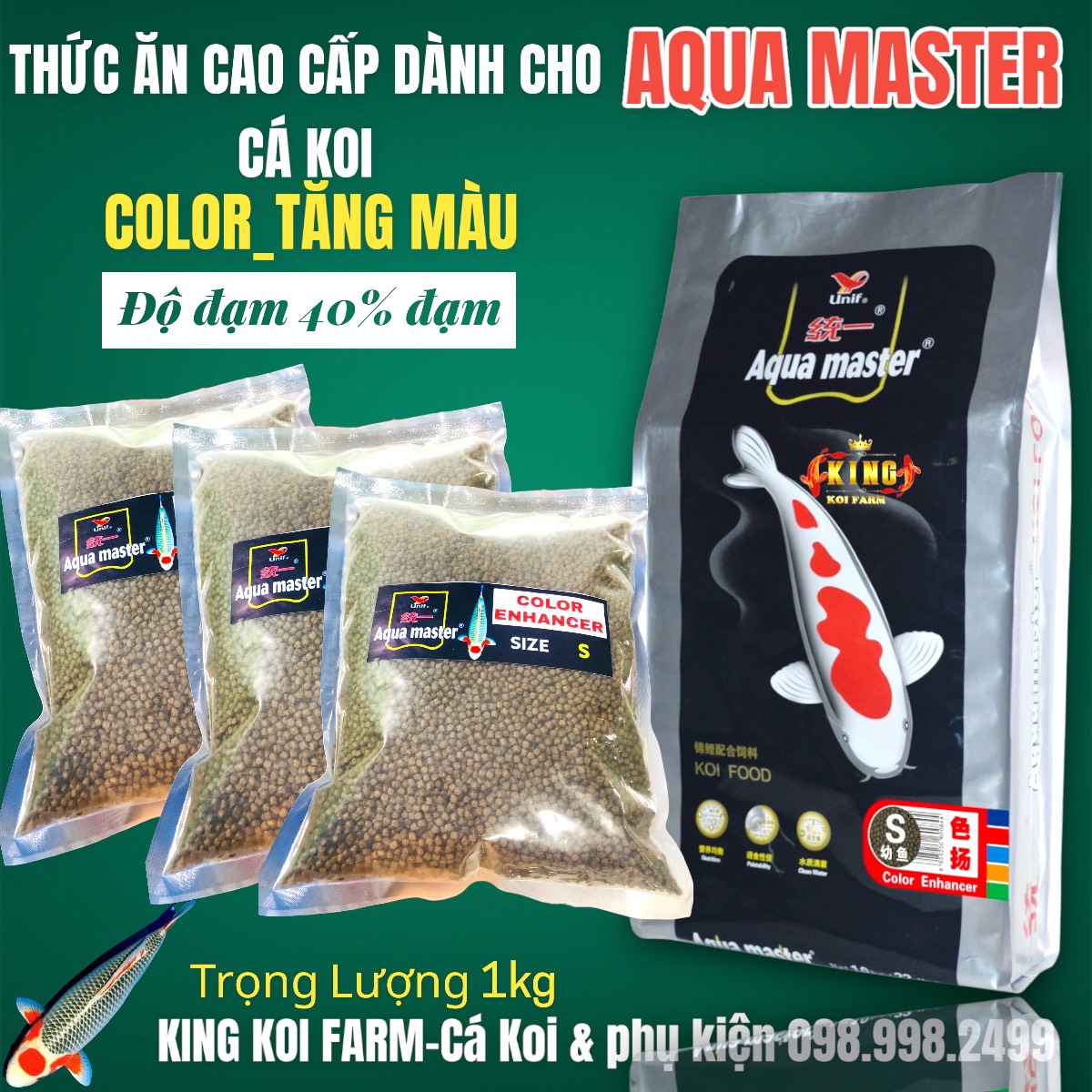 Thức ăn cá Koi Aqua master COLOR_thức ăn cao cấp tăng Màu dành cho cá Koi
