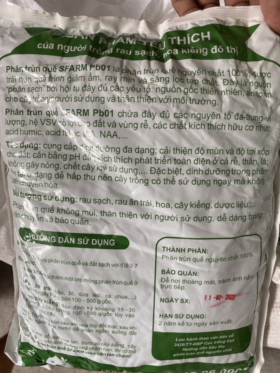 Phân trùn quế cao cấp Sfarm (Pb01 túi 2kg) - Phân trùn quế Đặng Gia Trang