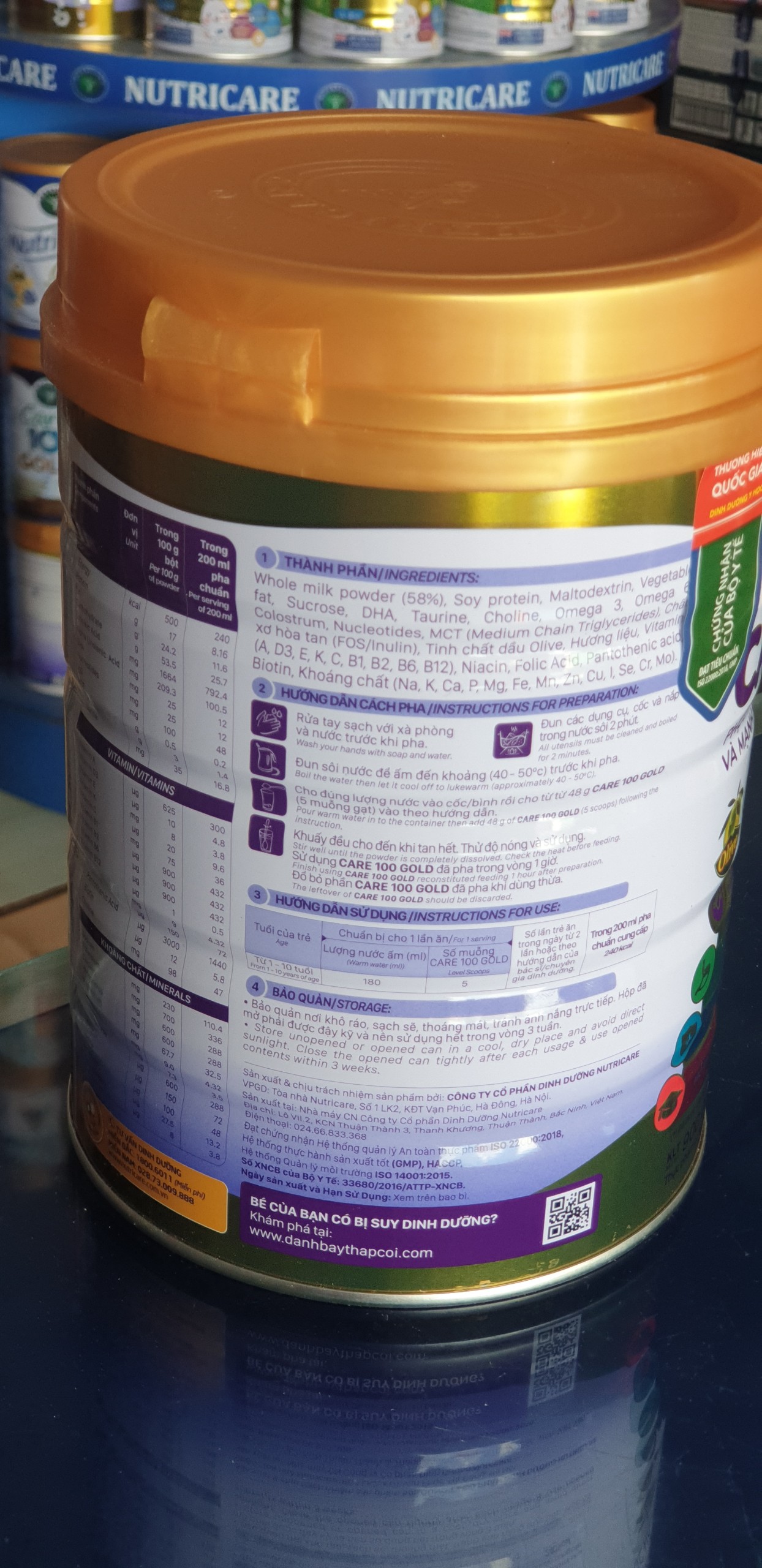 Sữa Nutricare 100 Gold MẪU MỚI (900G)