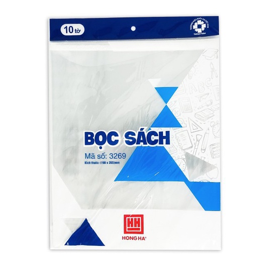 Bọc sách nylon Hồng Hà (190x265mm) 3269 tập 10 chiếc