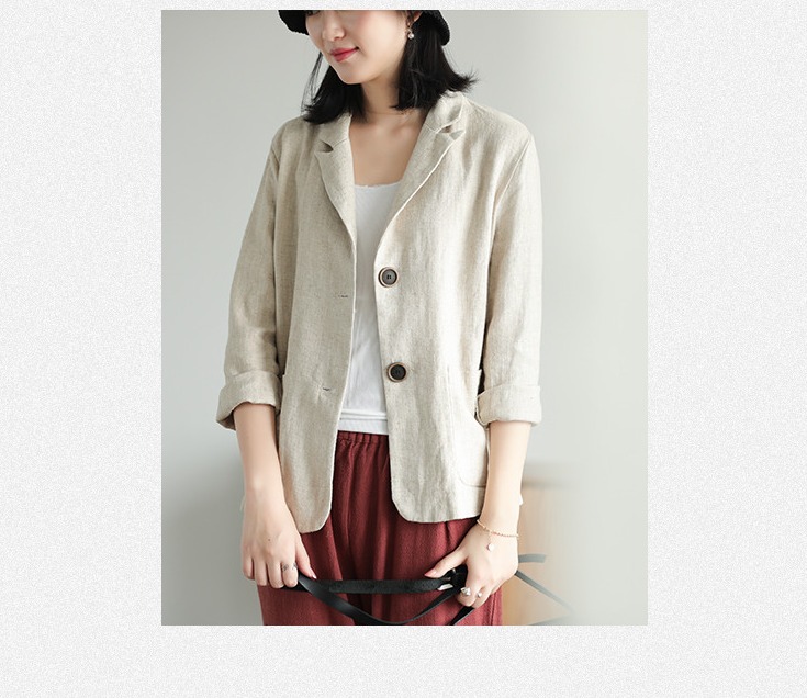Áo vest Blazer Linen nữ 1 lớp, chất vải linen mềm mại, thời trang thu đông.
