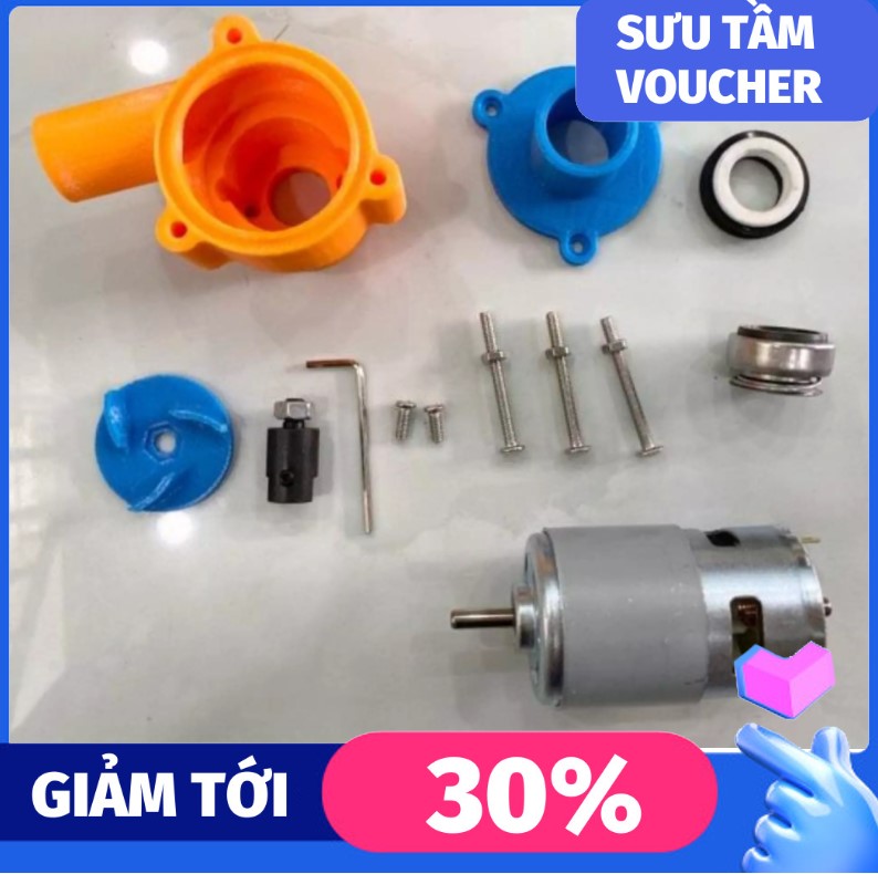 [HCM]bộ phụ kiện chế máy bơm nước motor 775 150w - Bộ phụ kiện chế máy bơm nước. bộ sản phẩm đầy đủ như hình ( bộ kít in 3D trục nối M6 lỗ 5mm các loại sim rong phớt ốc vít...)