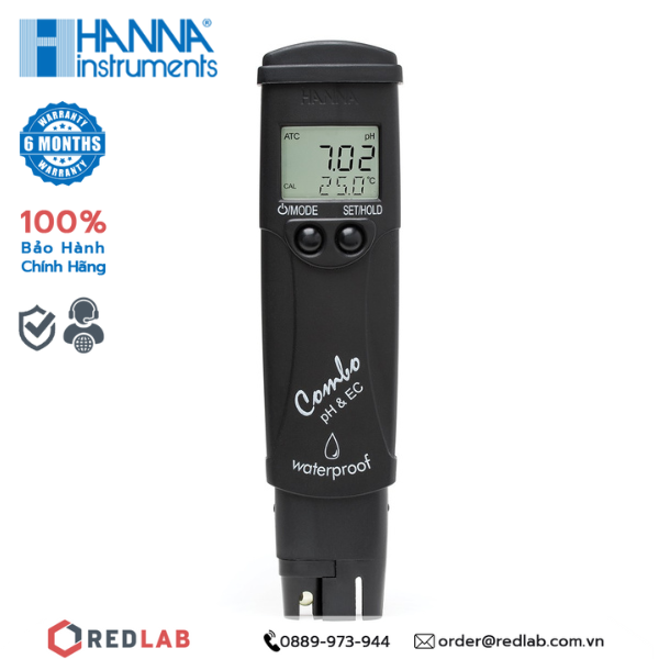 Bút đo ph/độ dẫn/tds/nhiệt độ thang cao cầm tay hanna hi98130, có vat