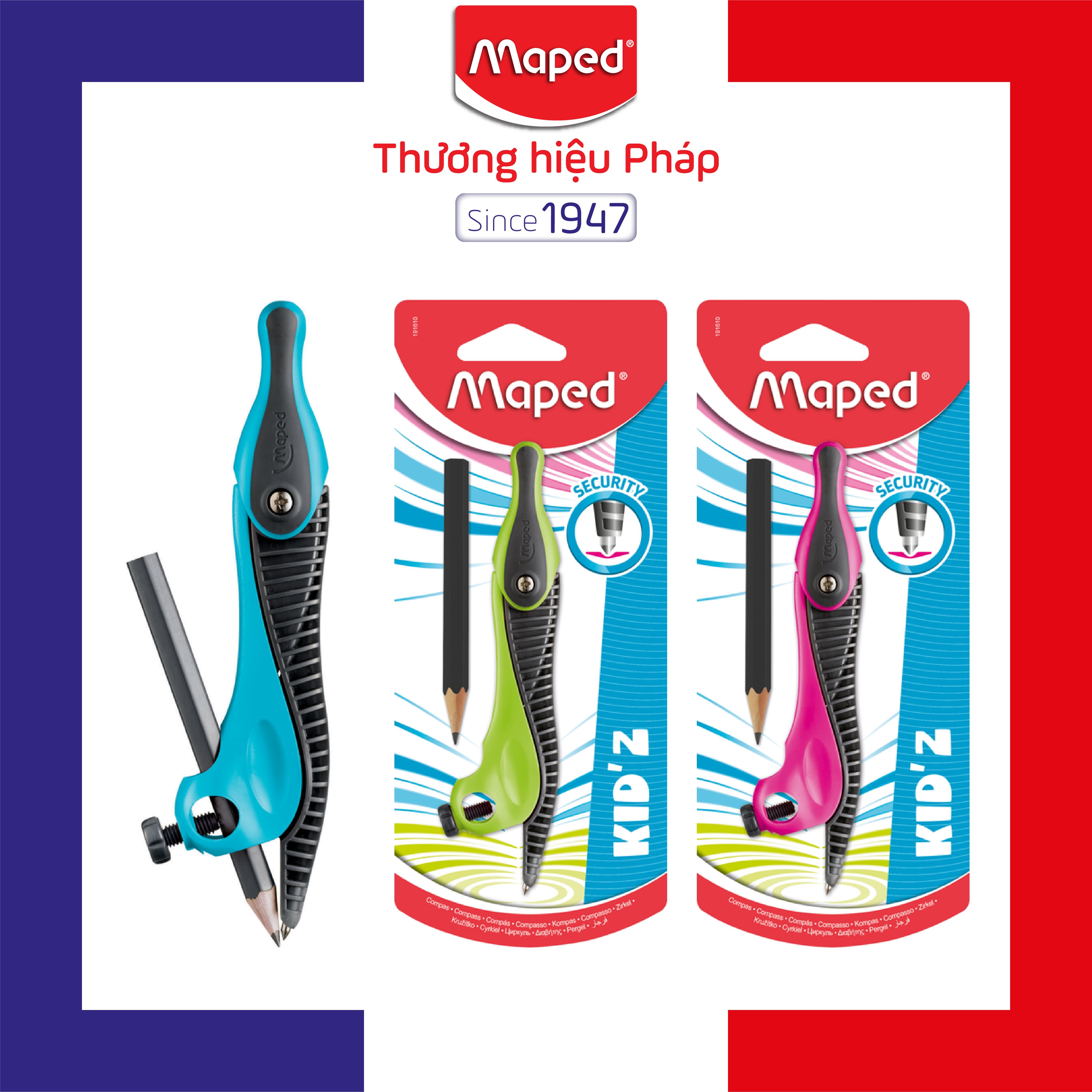 MAPED -  Compa Kid'Z chì gỗ (đầu tròn an toàn) - 1 Vỉ