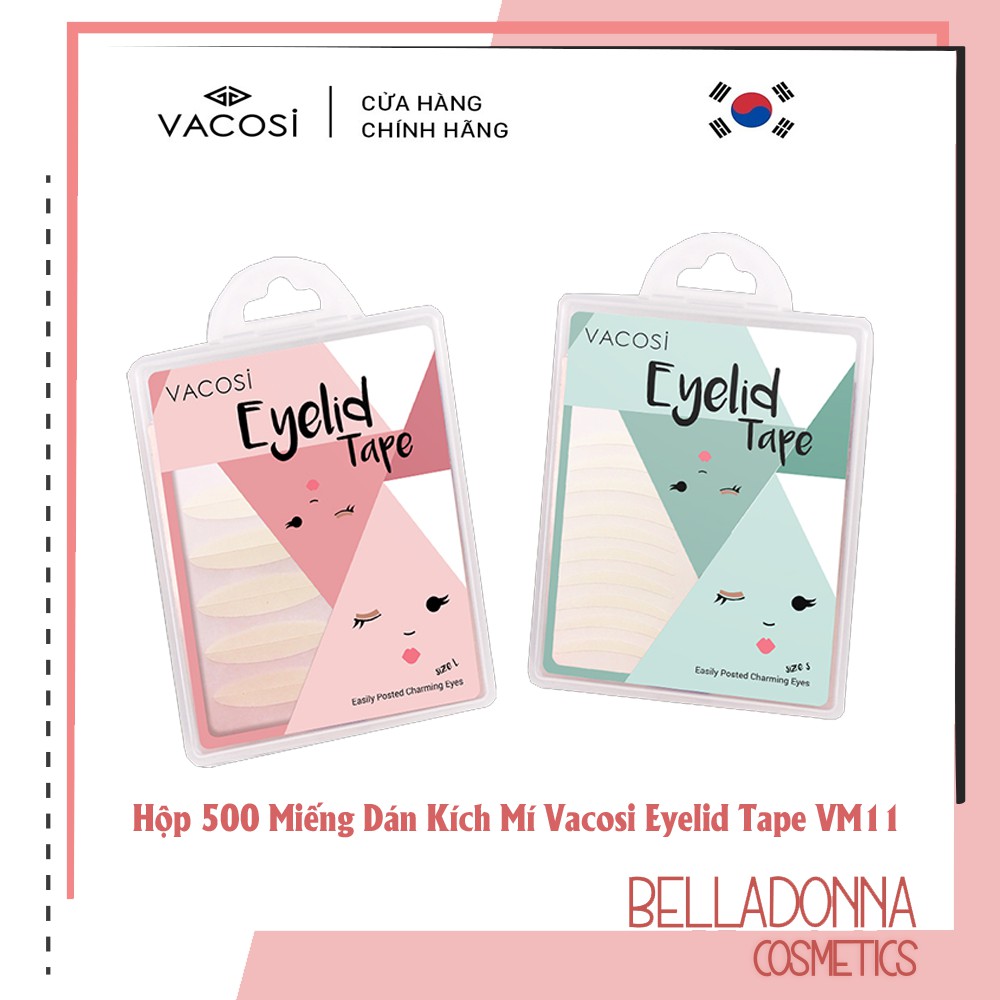 Hộp 25 miếng 10 cặp dán mí trong suốt Vacosi Eyelid Tape Size L (Hàng Chính Hãng)