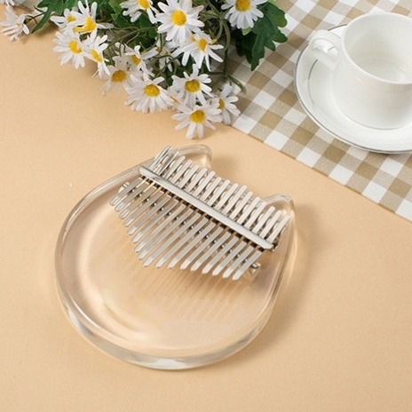 Give the tune hammer-5 accessories-promised as the picture-17-key kalimba crystal transparent cute kitty face glass suitable gift