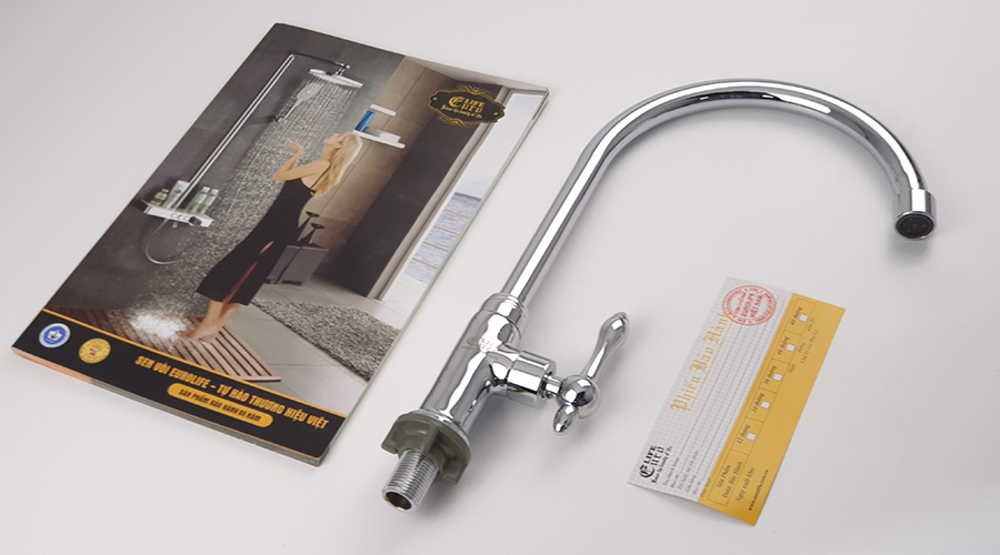 Vòi rửa chén lạnh Đồng mạ Chrome Eurolife EL-RC02 (Trắng bạc)