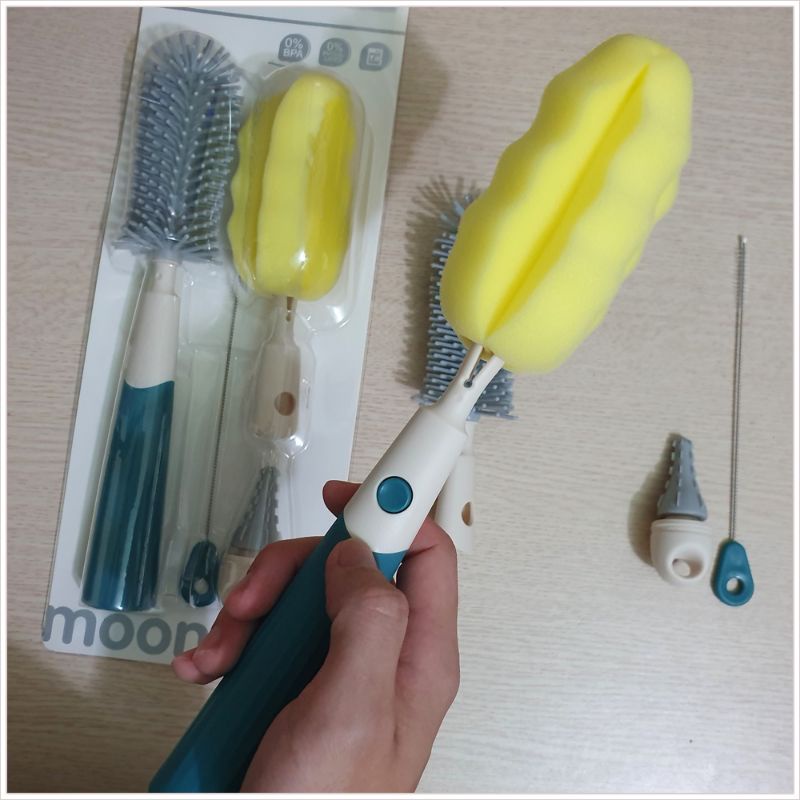 Cọ Rửa Bình Sữa Silicon - Cọ Bình Sữa Cao Cấp Moonship 4 Chi Tiết