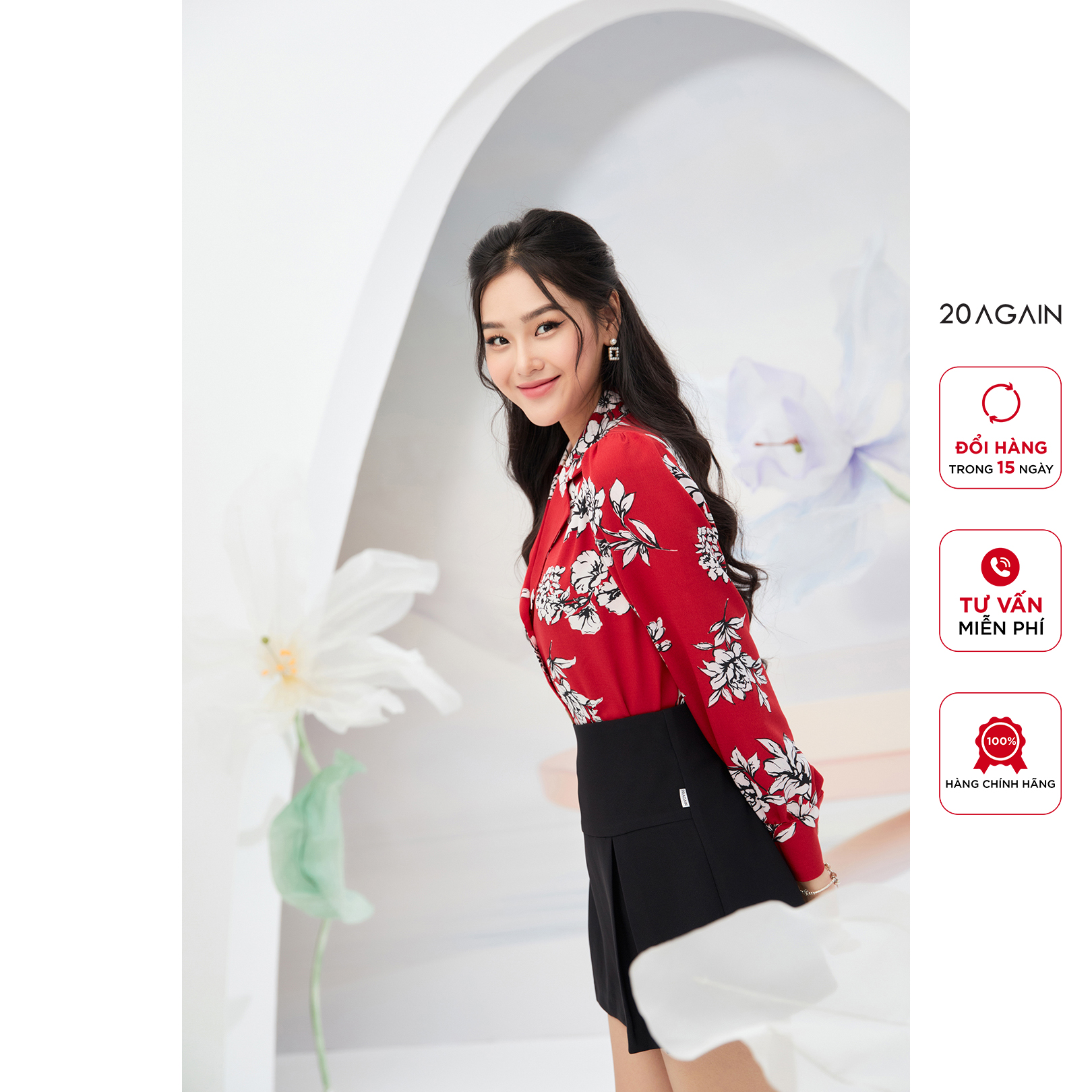 Chân váy xếp ly 20AGAIN, thiết kế dáng bacsic JAA2440