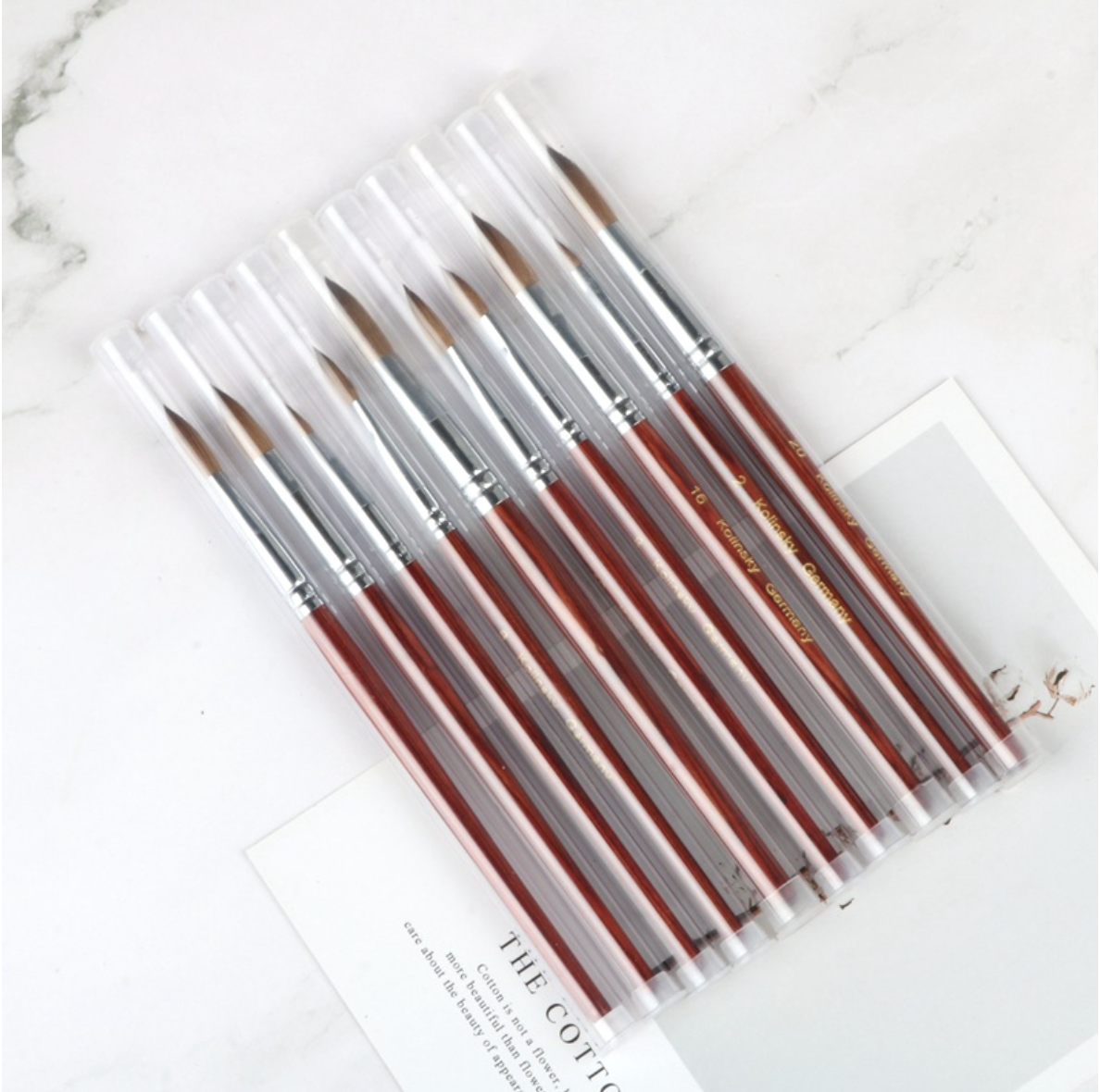 Cọ Đắp Bột Nail Kolinsky Germany Cán Gỗ ( Cọ Đã Xử Lý Bấm Đầu )