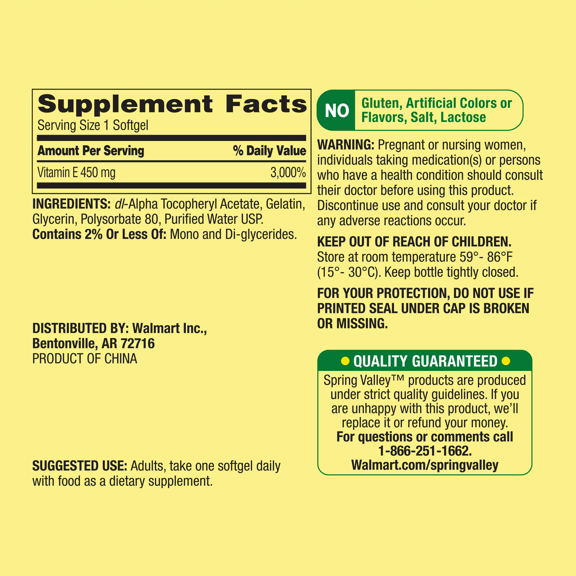 Viên Uống Spring Valley Extra Strength Vitamin E 450mg (1000IU) 100 viên