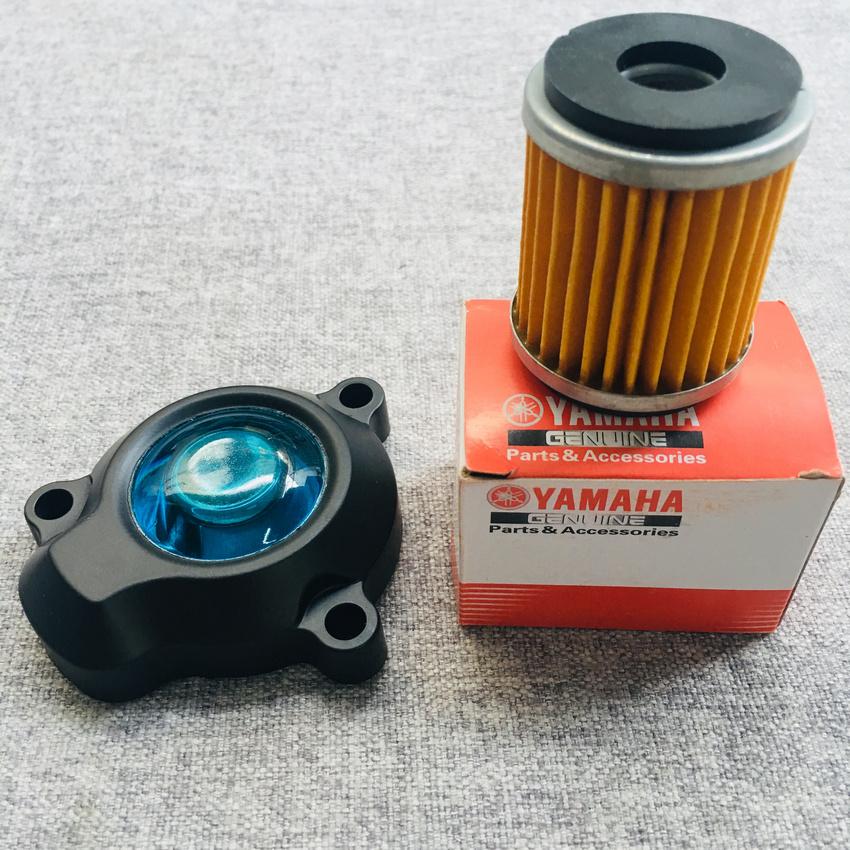 Nắp lọc nhớt trong suốt trang trí xe dành cho Exciter 135,150 (MÀU XANH) (TẶNG KÈM 1 LỌC NHỚT YAMAHA)