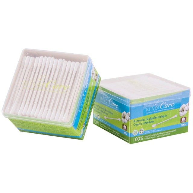 Bông tăm hữu cơ Silvercare hộp 200 cái