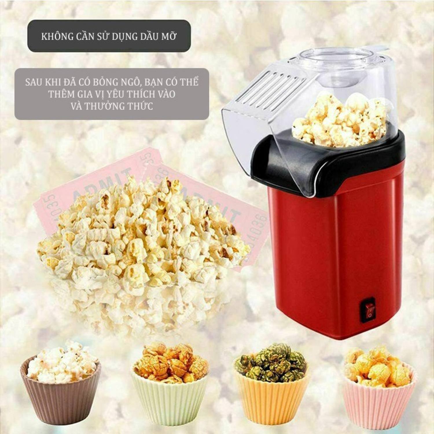 Máy làm bỏng ngô ( Máy làm Bắp rang bơ ) gia đình mini