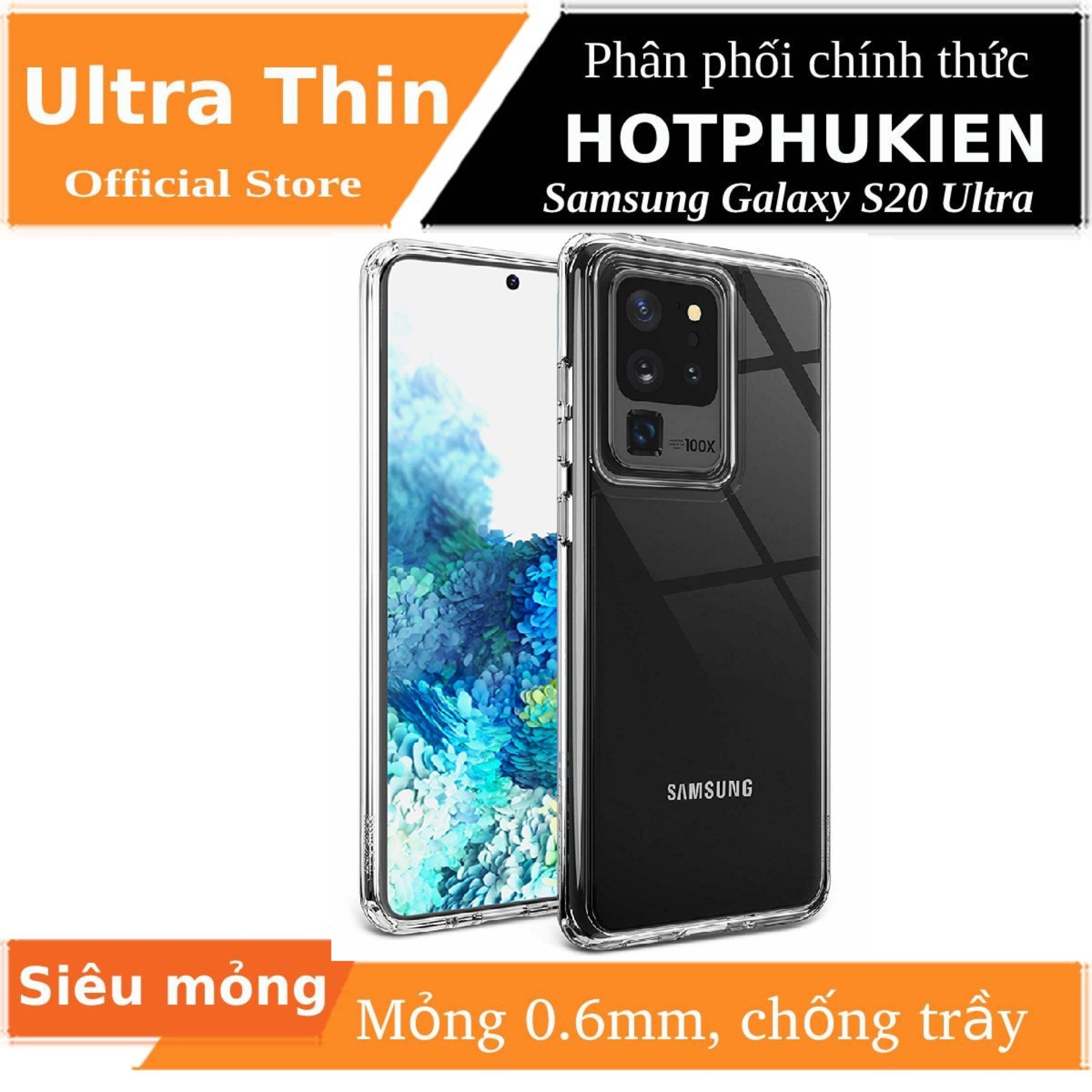 [HCM]Ốp lưng dẻo dành cho Samsung Galaxy S20 Ultra hiệu Ultra Thin (mỏng 0.6mm Trong suốt) - Phân phối bởi hotphukien