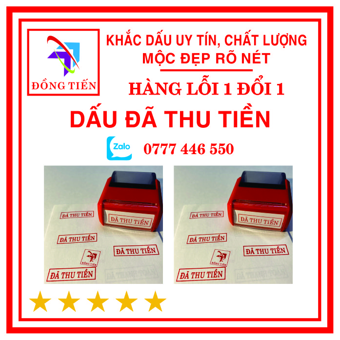 [HCM]Con dấu ĐÃ THU TIỀN in sẵn 14x38mm