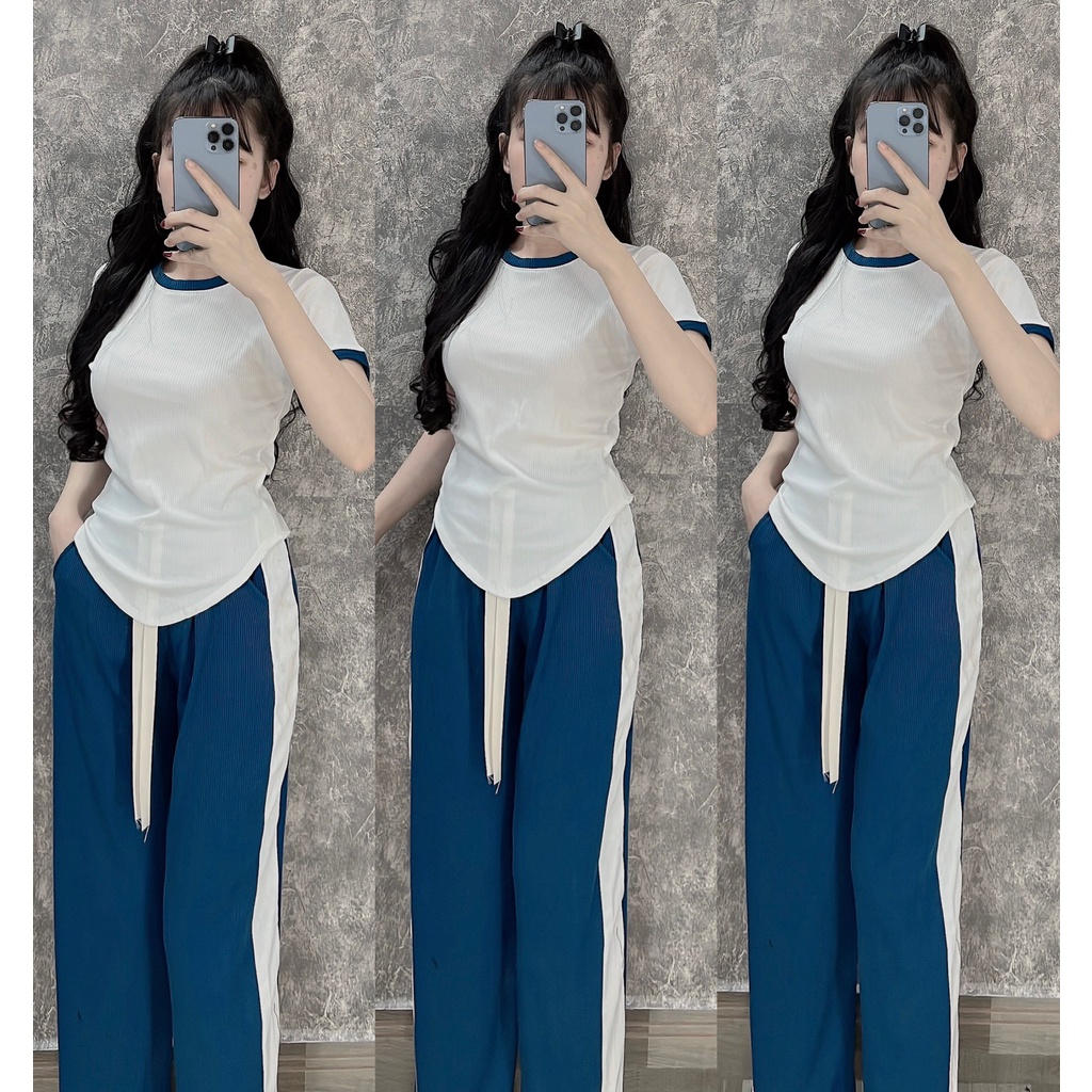 Set đồ bộ nữ quần dài tay ngắn thể thao