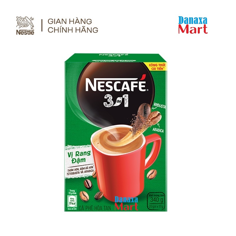Cà phê Hòa tan Nescafé 3in1 Công thức Cải tiến vị Rang đậm