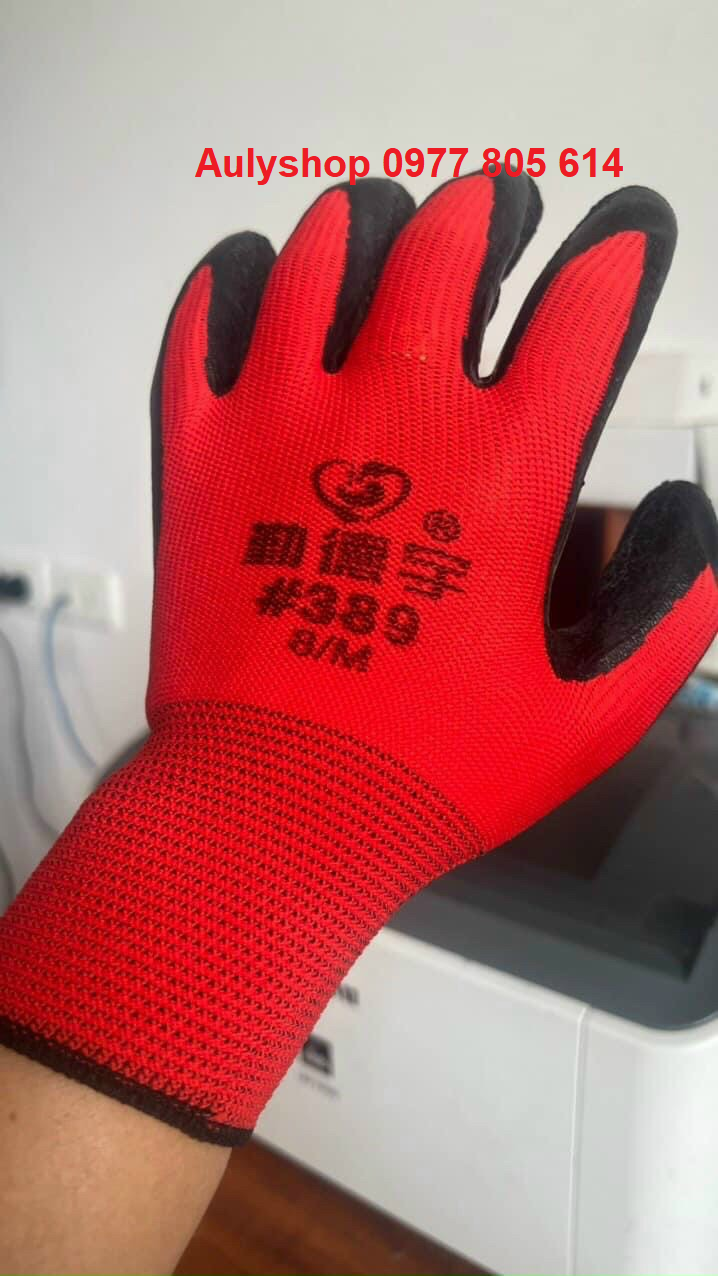 Bịch 12 đôi Găng tay lao động chống trơn trượt 389 cao cấp, găng tay PU, găng tay phủ sơn