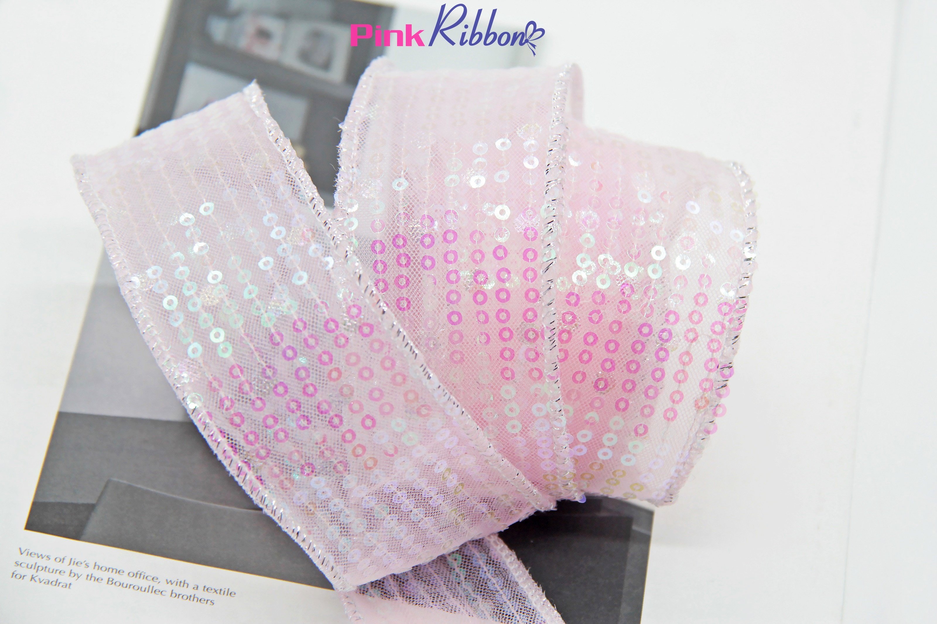 Ruy băng voan lưới kim sa dây sọc 4cm, nguyên liệu làm phụ kiện tóc, phụ kiện may mặc