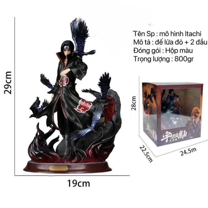 Mô hình Nhân vật Uchiha Itachi đế hắc hỏa có led akatsuki cao 28cm | Figure anime Naruto hỏa chí đồ chơi mô hình