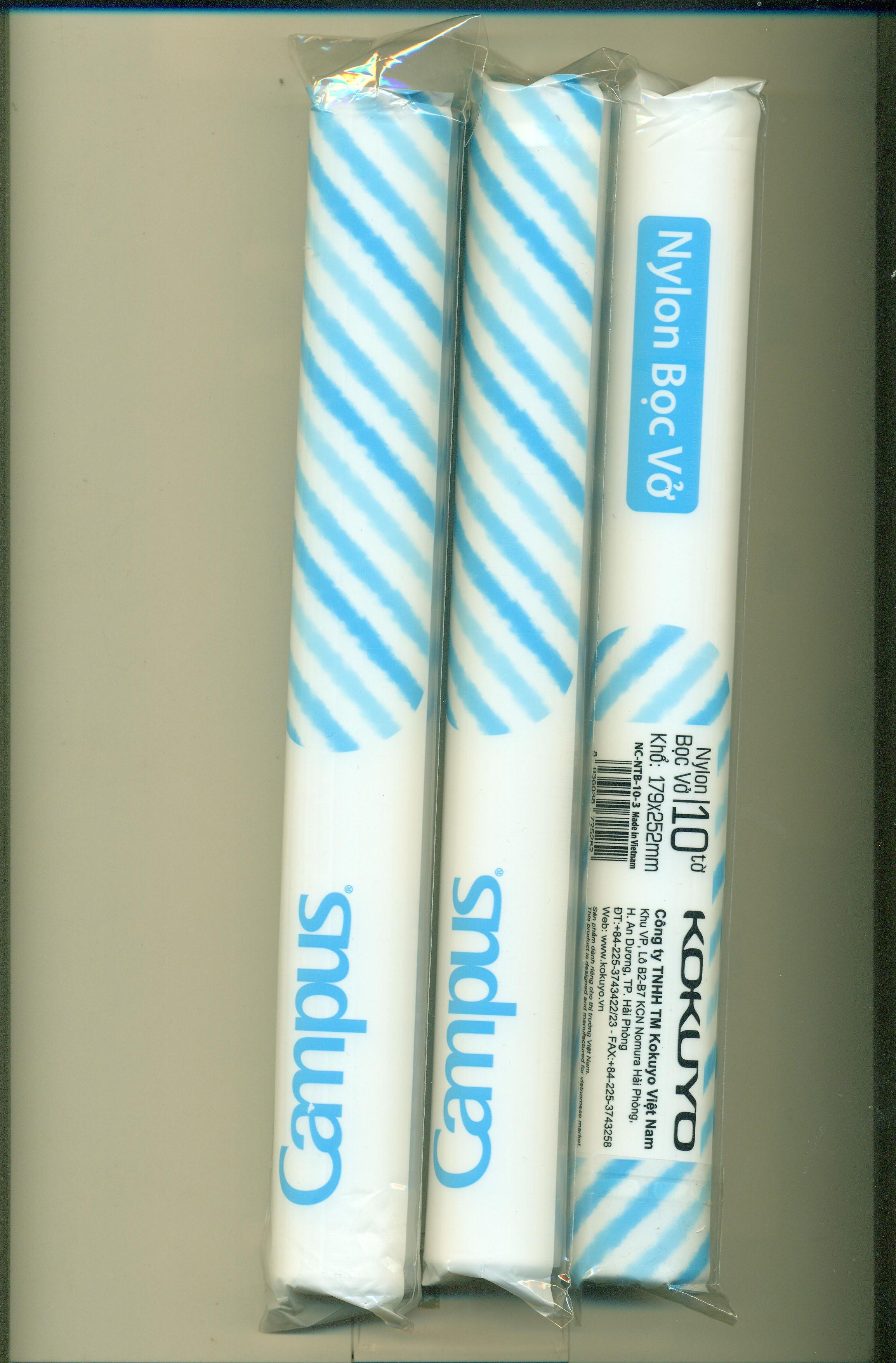 Bọc vở Nylon Campus - túi 10 tờ (khổ 179x252mm)