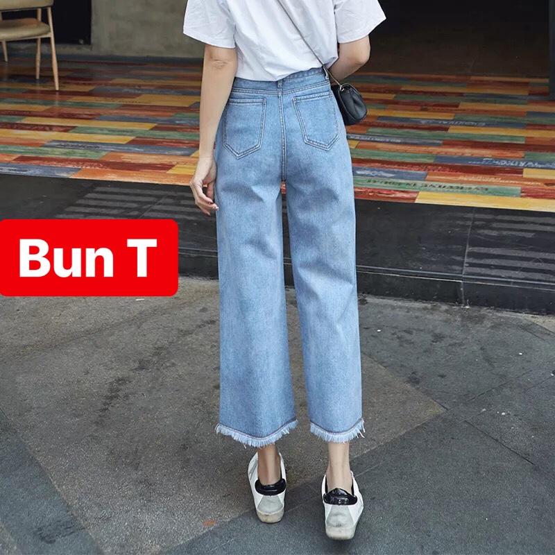QUẦN JEAN BAGGY NỮ CHẤT BÒ XANH NHẠT ỐNG LOE RỘNG LƯNG CAO NÂNG MÔNG HOT TREND DB-6713 - TRANGBUN FASHION