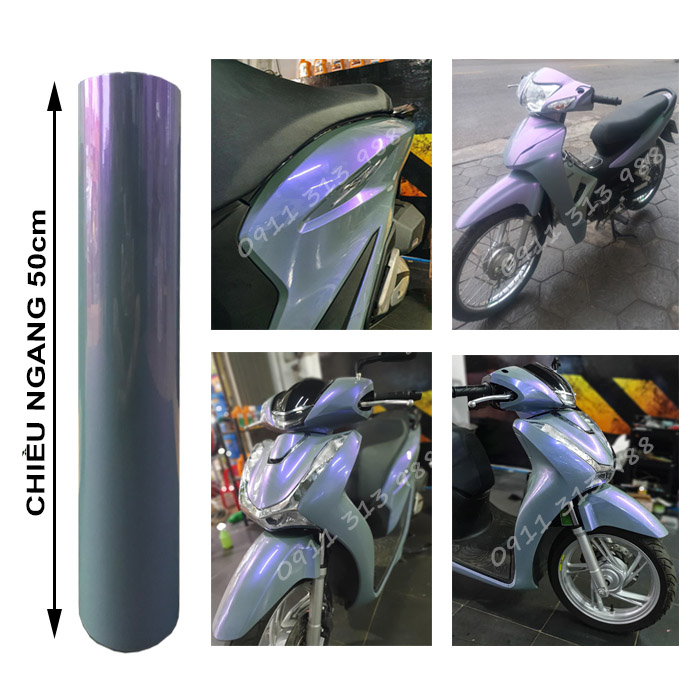 Decal dán trùm xe xám ánh tím khổ 50cm
