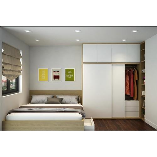 Tủ Quần Áo Sát Trần HT19  1.8X2.8M MDF Melamine Vân Gỗ chống trầy cao cấp