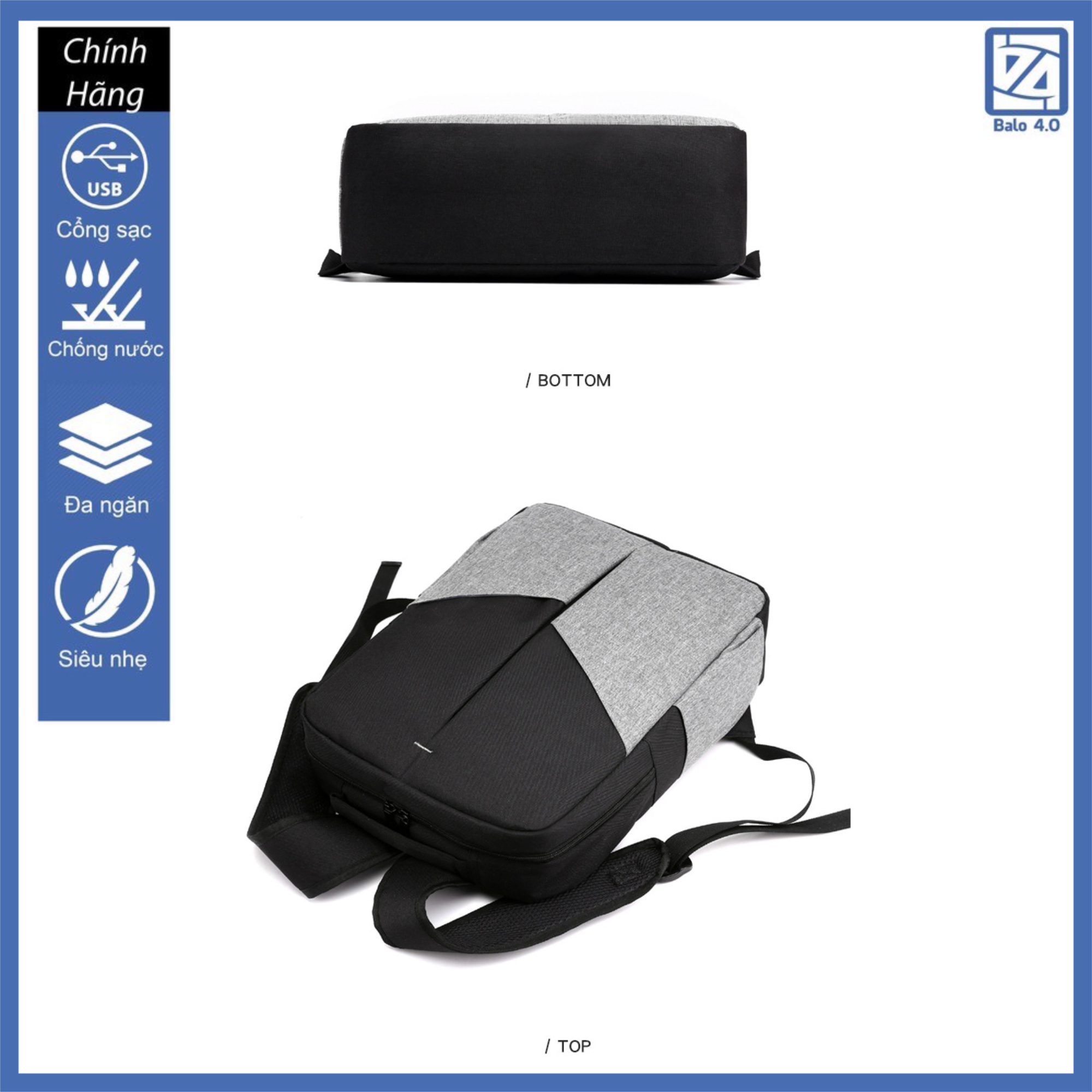 Balo nam nữ đi học siêu nhẹ có cổng USB